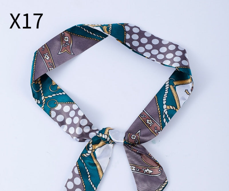 Vintage Print Skinny Twilly Bag Scarf - X17