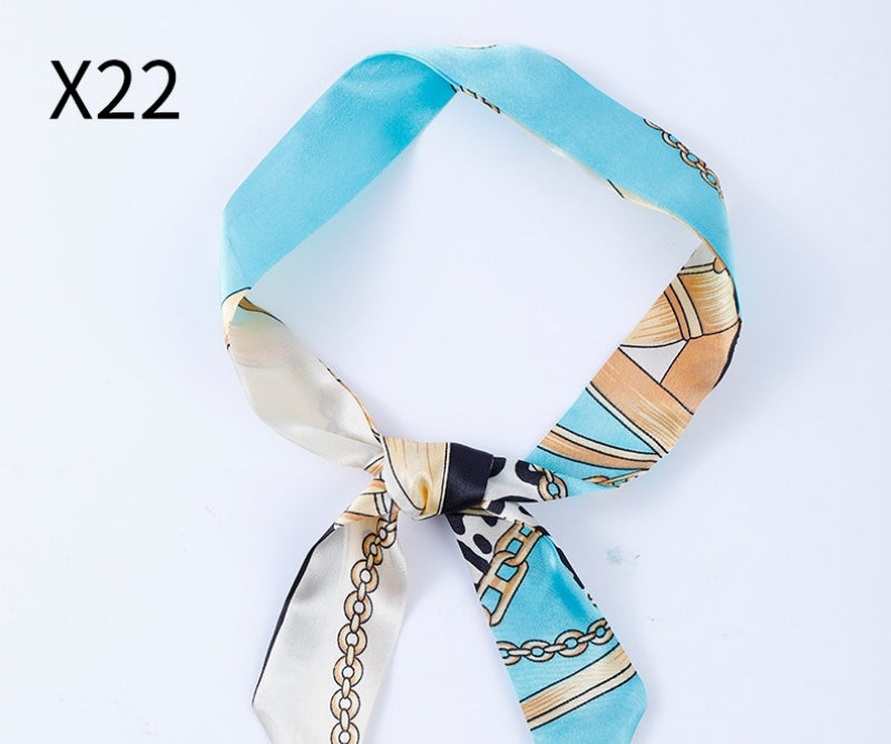 Vintage Print Skinny Twilly Bag Scarf - X22