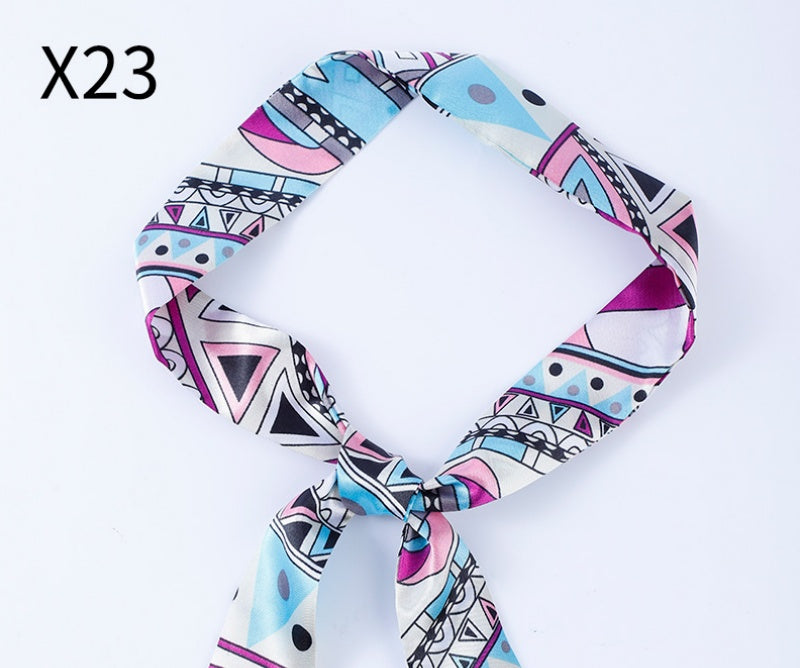 Vintage Print Skinny Twilly Bag Scarf - X23