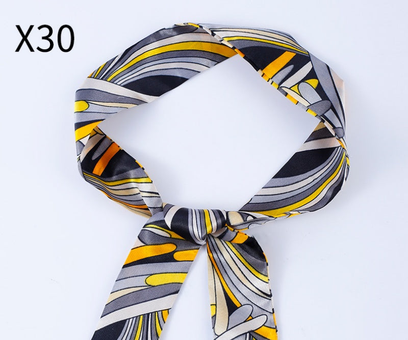 Vintage Print Skinny Twilly Bag Scarf - X30