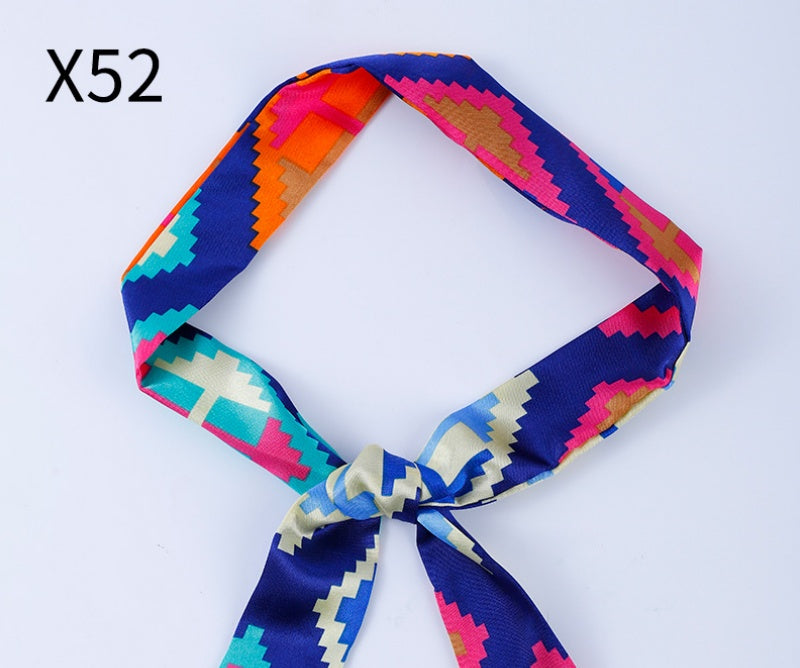 Vintage Print Skinny Twilly Bag Scarf - X52