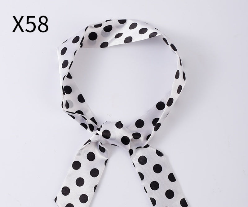 Vintage Print Skinny Twilly Bag Scarf - X58