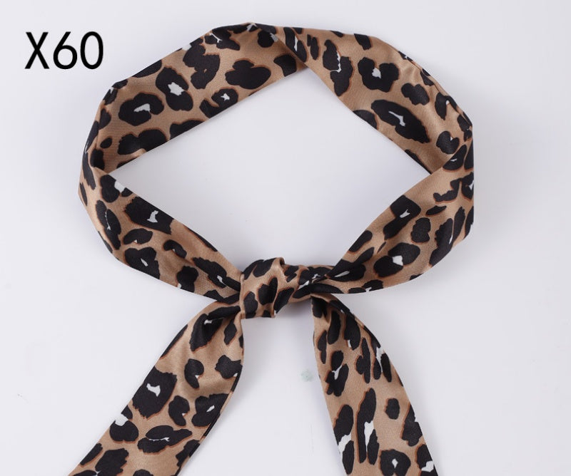 Vintage Print Skinny Twilly Bag Scarf - X60