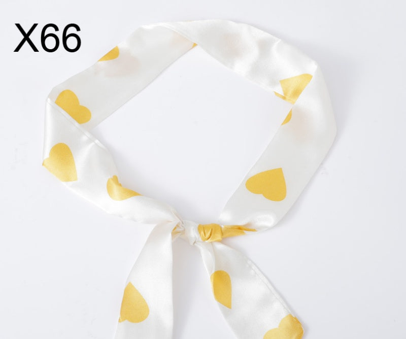 Vintage Print Skinny Twilly Bag Scarf - X66