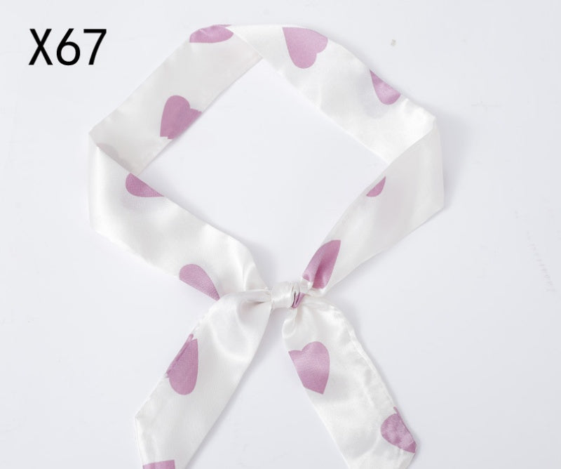 Vintage Print Skinny Twilly Bag Scarf - X67