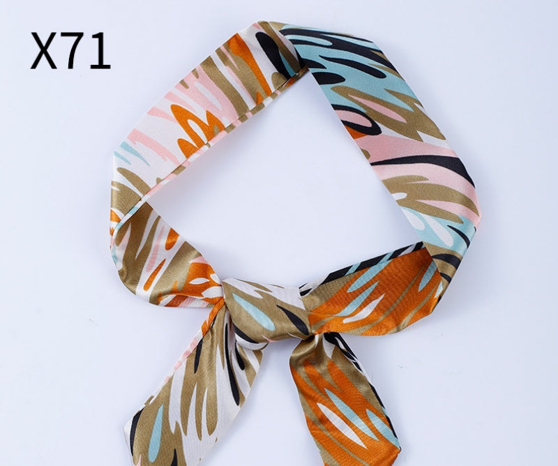 Vintage Print Skinny Twilly Bag Scarf - X71