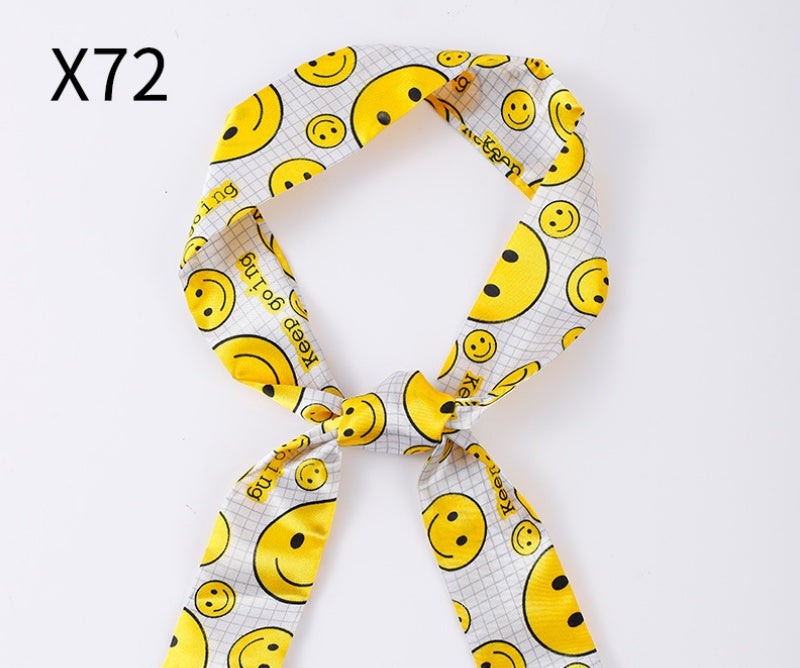 Vintage Print Skinny Twilly Bag Scarf - X72