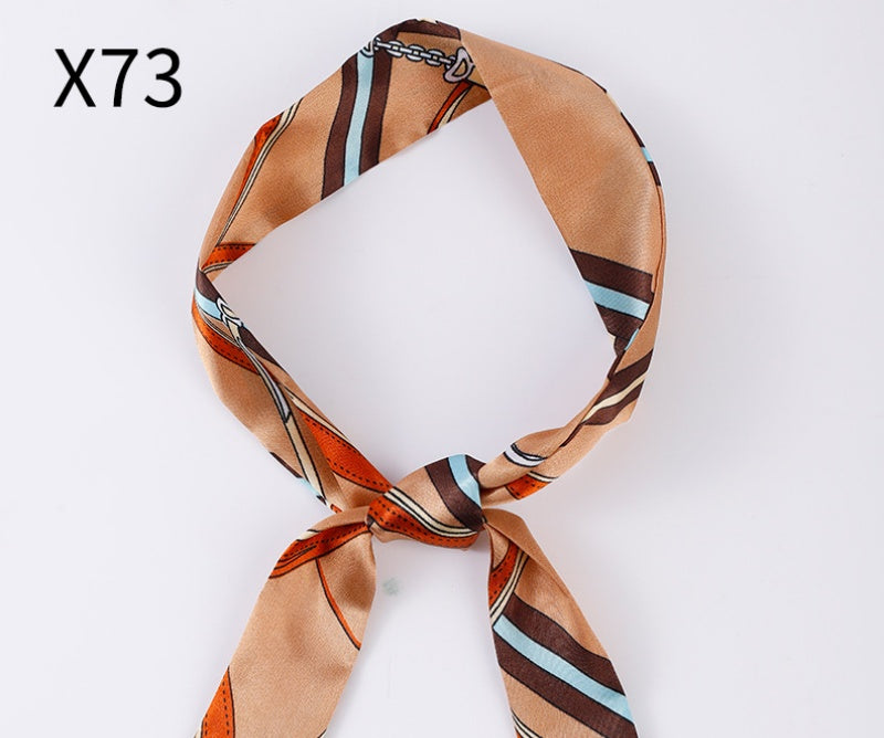 Vintage Print Skinny Twilly Bag Scarf - X73