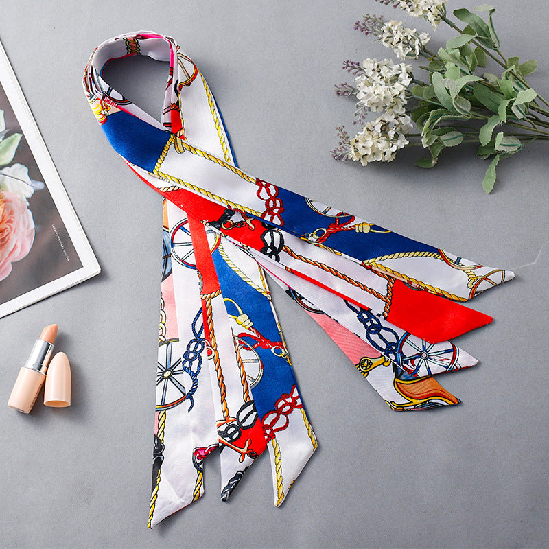 Vintage Print Skinny Twilly Bag Scarf - view 3