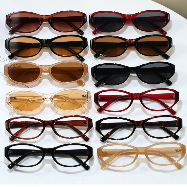 Slim Oval Frame Retro Sunglasses