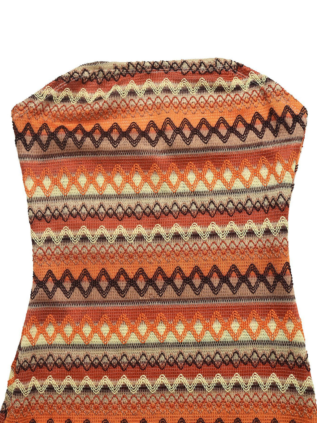 Strapless Tassel Hem Geometric Mini Dress - Orange - 8