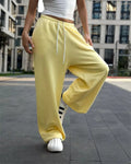 Drawstring Wide Leg Balloon Sweatpants - Yellow