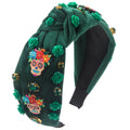 Sugar Skull Beaded Knot Headband - Green