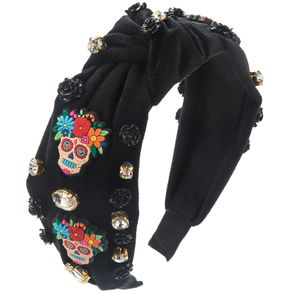 Sugar Skull Beaded Knot Headband - view 1