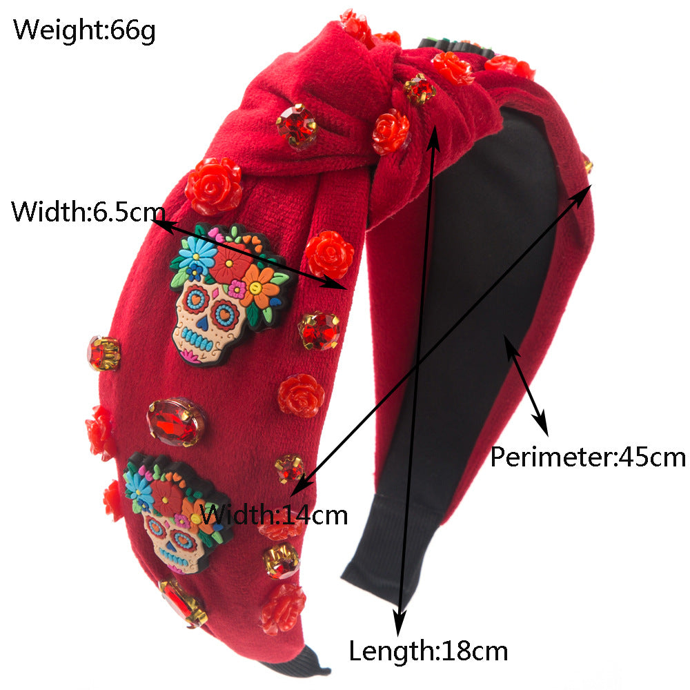 Sugar Skull Beaded Knot Headband - view 2