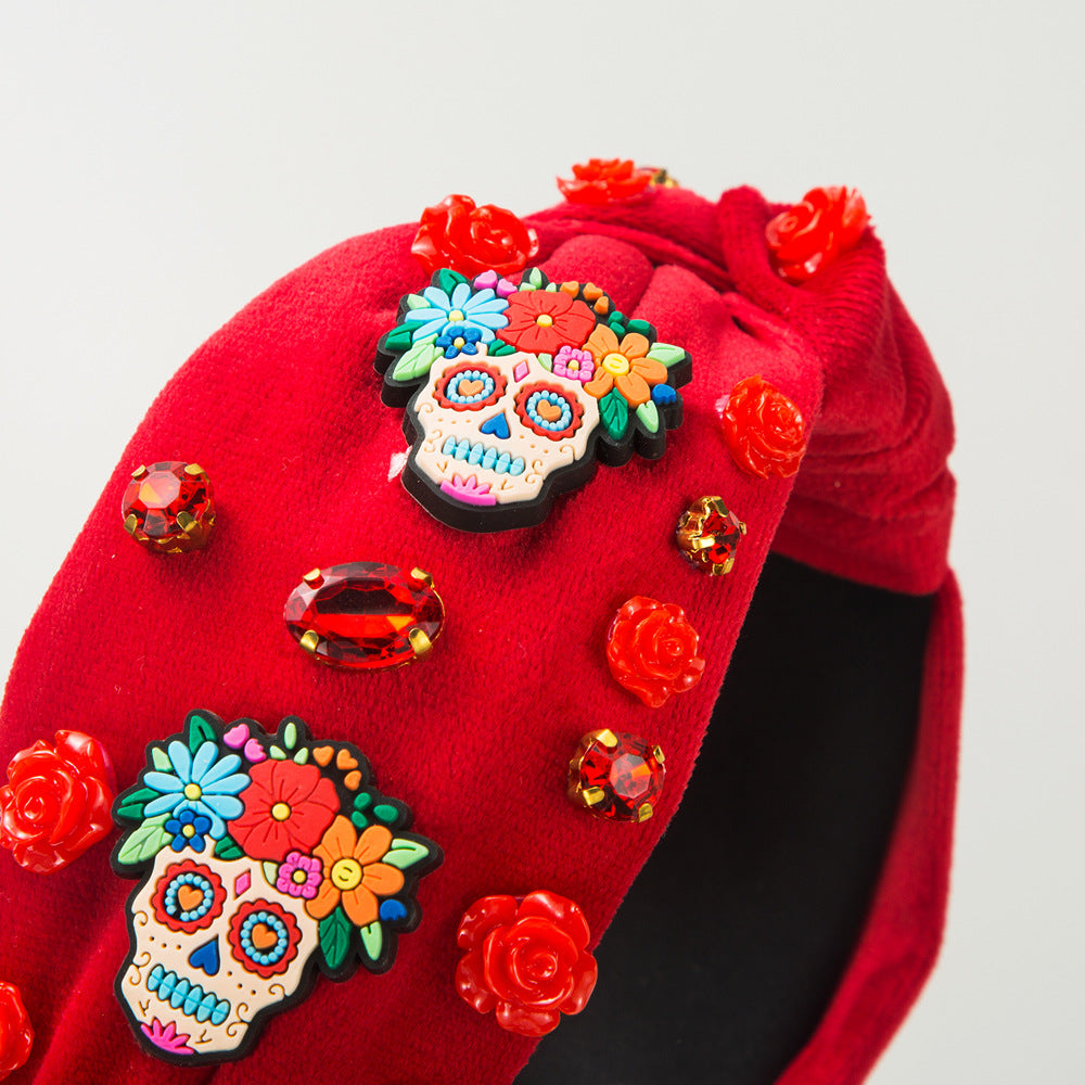 Sugar Skull Beaded Knot Headband - view 3