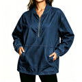 Stand Collar Denim Pullover Sweatshirt - DarkBlue