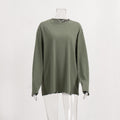 Boxy Oversized Cotton Long Sleeve Tee - Green