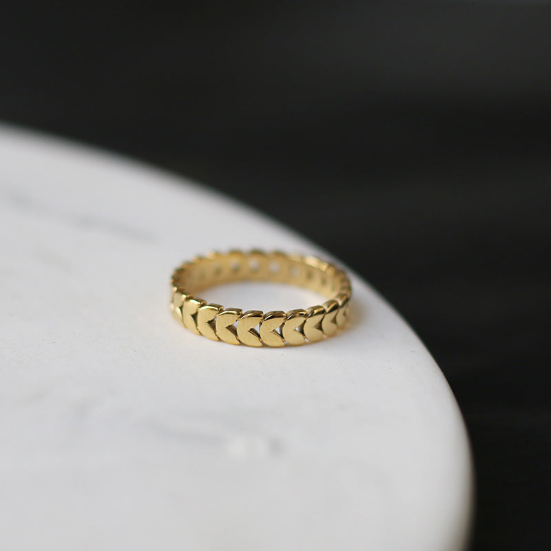 Braided Wheat Band Stacking Ring - Gold-1