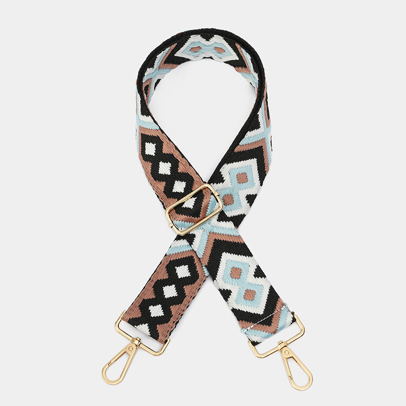 Wide Woven Chevron Crossbody Bag Strap - Blue