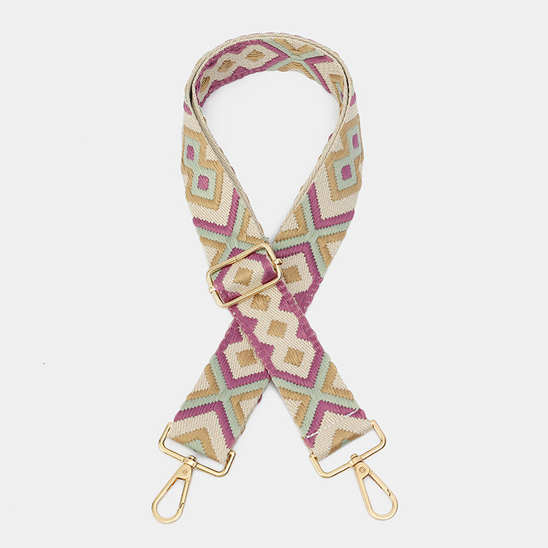 Wide Woven Chevron Crossbody Bag Strap - Purple