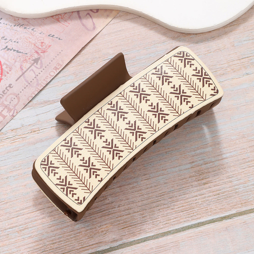 Cow Print Curved Rectangular Hair Claw - C1