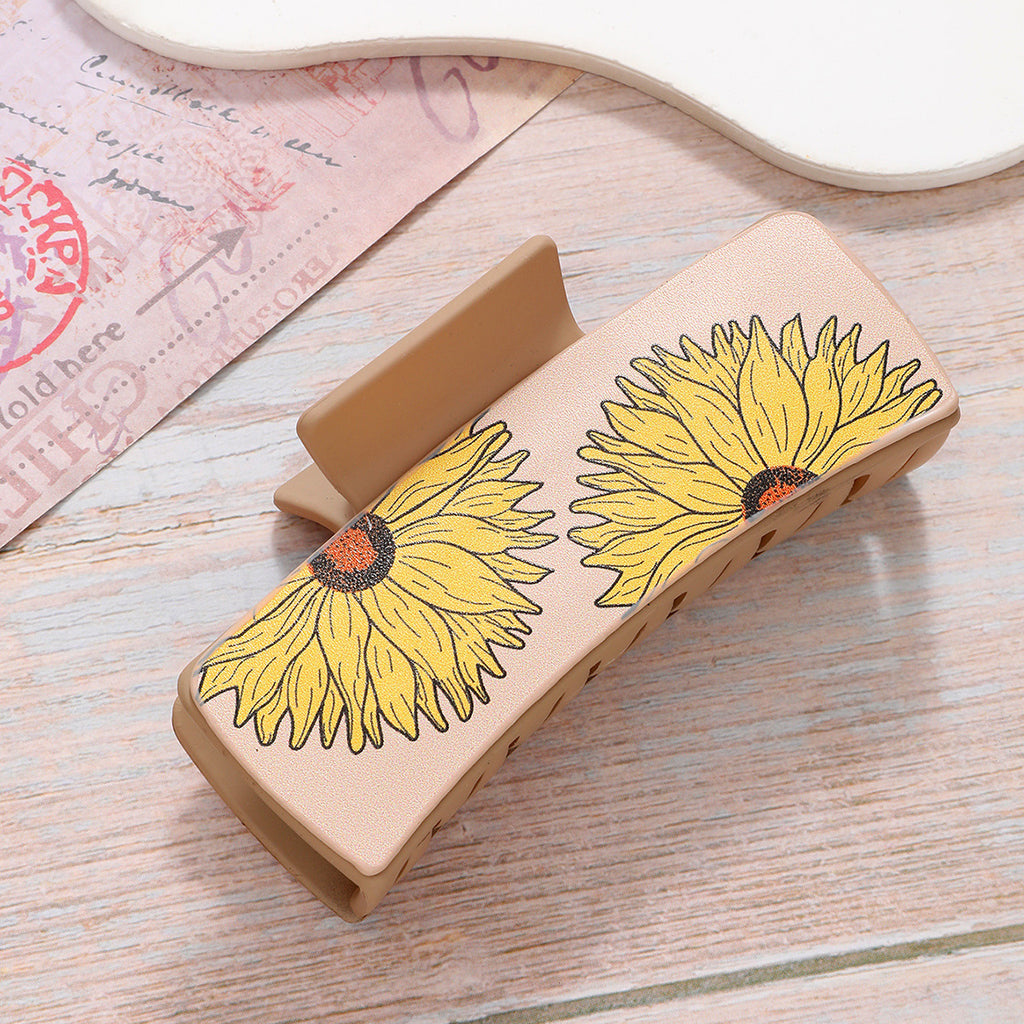 Cow Print Curved Rectangular Hair Claw - C4