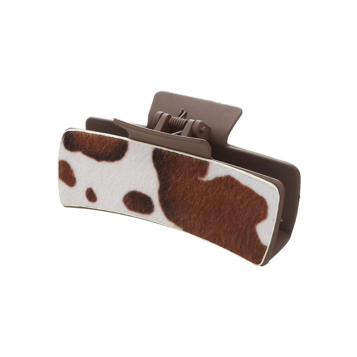 Cow Print Curved Rectangular Hair Claw - C5