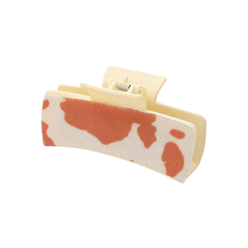 Cow Print Curved Rectangular Hair Claw - C6