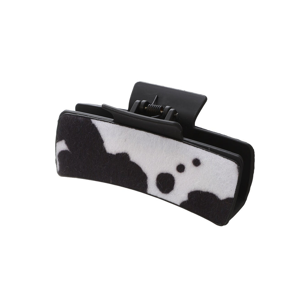 Cow Print Curved Rectangular Hair Claw - C7