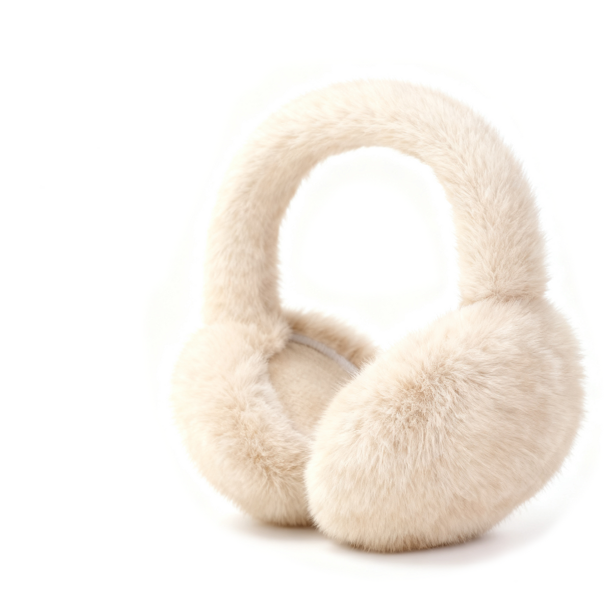 Thick Faux Fur Round Winter Earmuffs - Beige