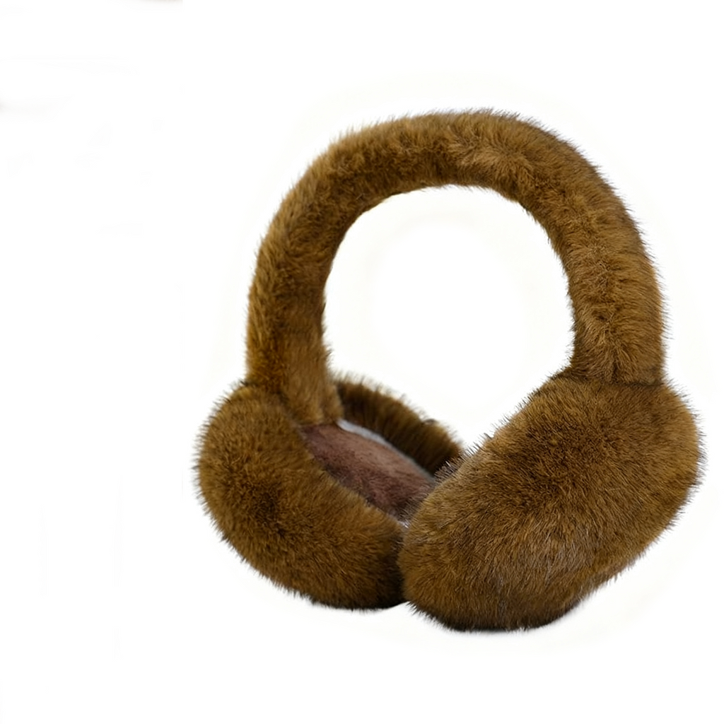 Thick Faux Fur Round Winter Earmuffs - Brown
