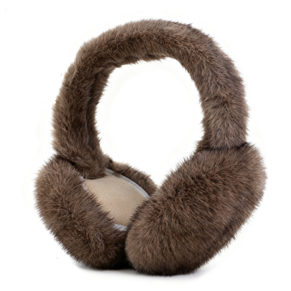 Thick Faux Fur Round Winter Earmuffs - Coffee