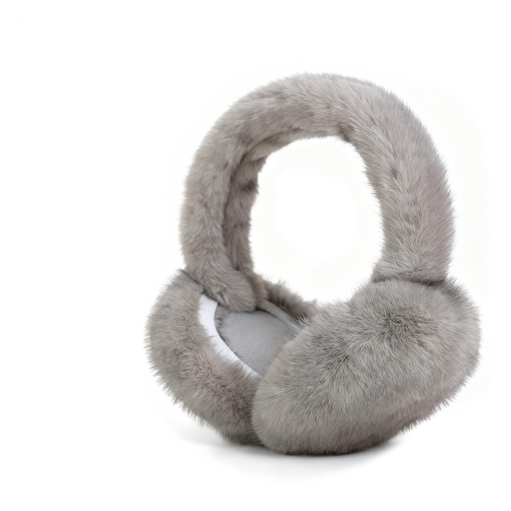 Thick Faux Fur Round Winter Earmuffs - Grey