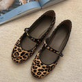 Leopard Print Mary Jane Ballet Flats - Leopard