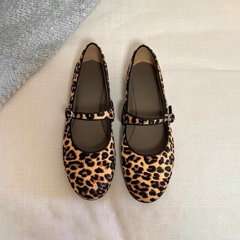 Leopard Print Mary Jane Ballet Flats