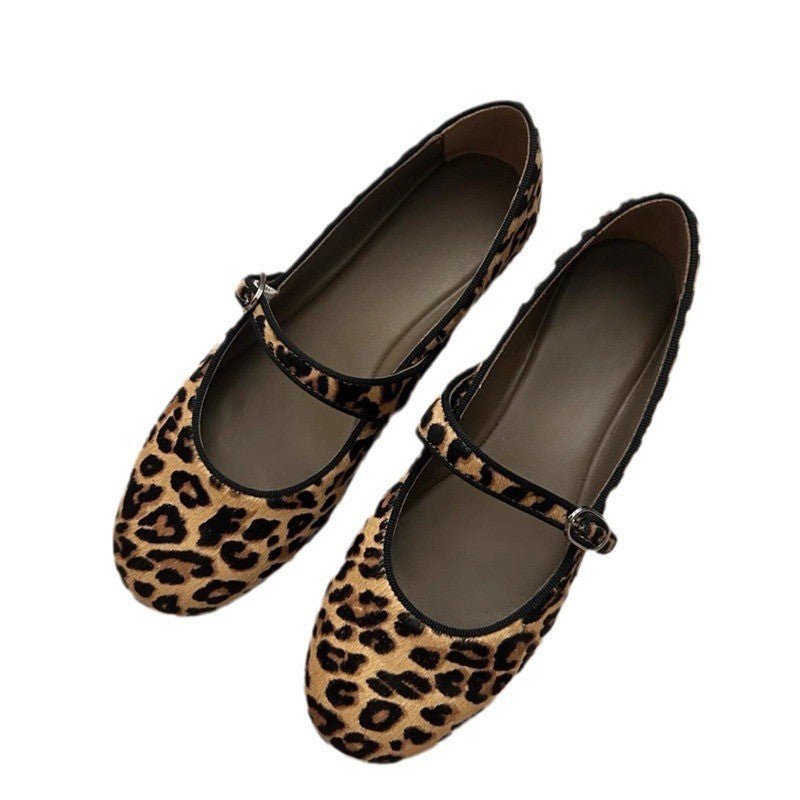 Leopard Print Mary Jane Ballet Flats