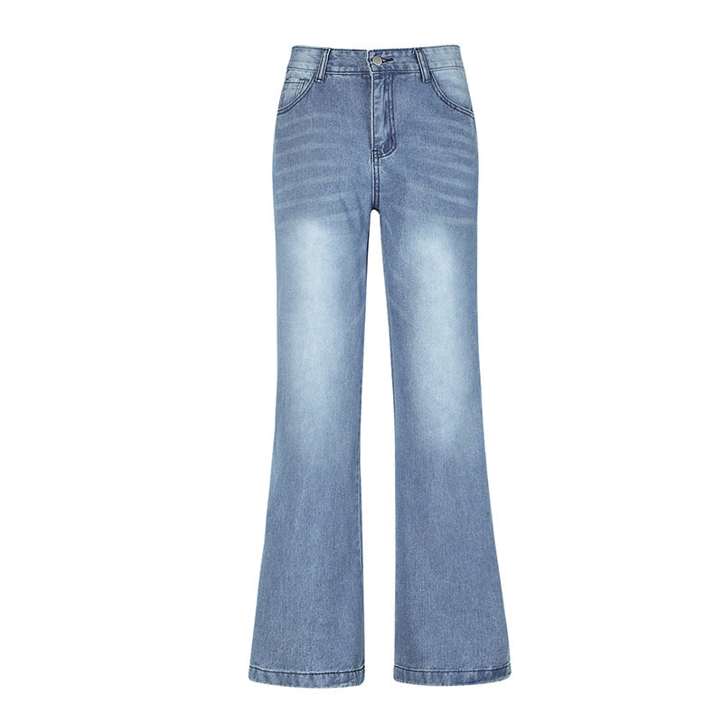 High Waist Wide Leg Baggy Jeans - blue