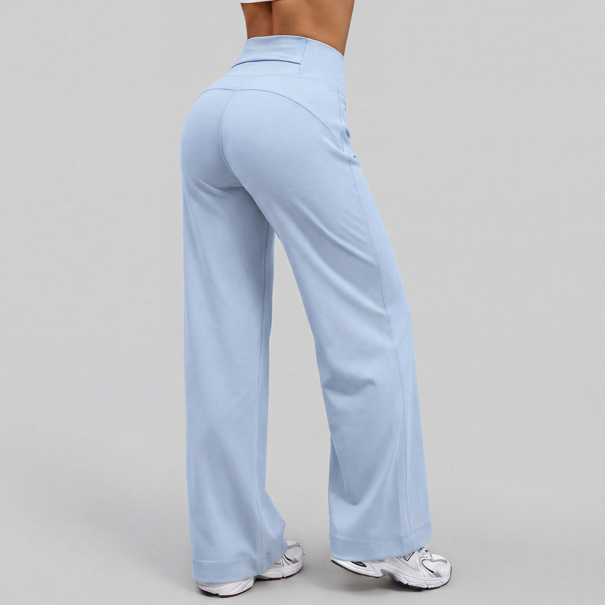 Lightweight High Waist Straight Leg Yoga Pants - Petite Blue
