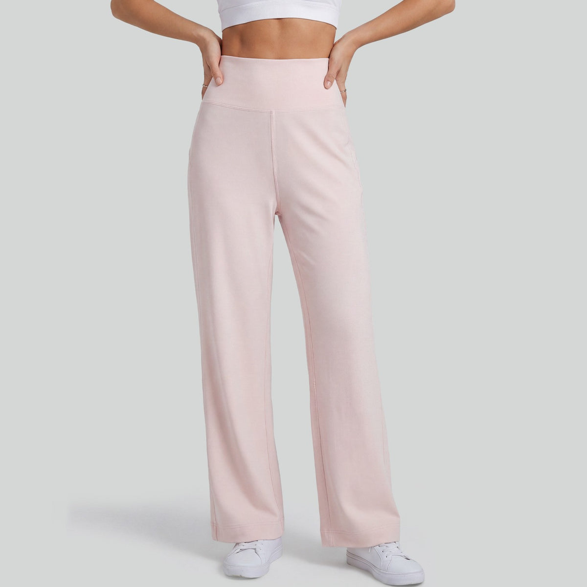 Lightweight High Waist Straight Leg Yoga Pants - Petite Pink