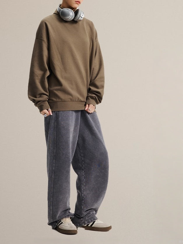 Oversized Funnel Neck Long Sleeve Top - LightBrown - 4