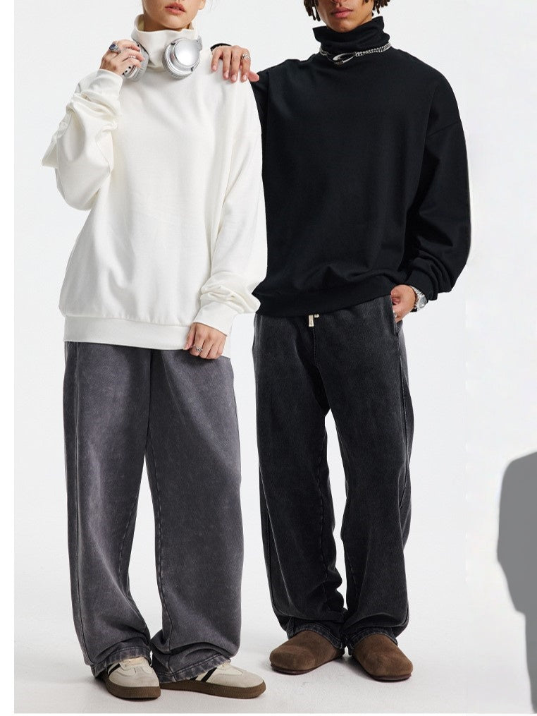 Oversized Funnel Neck Long Sleeve Top - White - 3