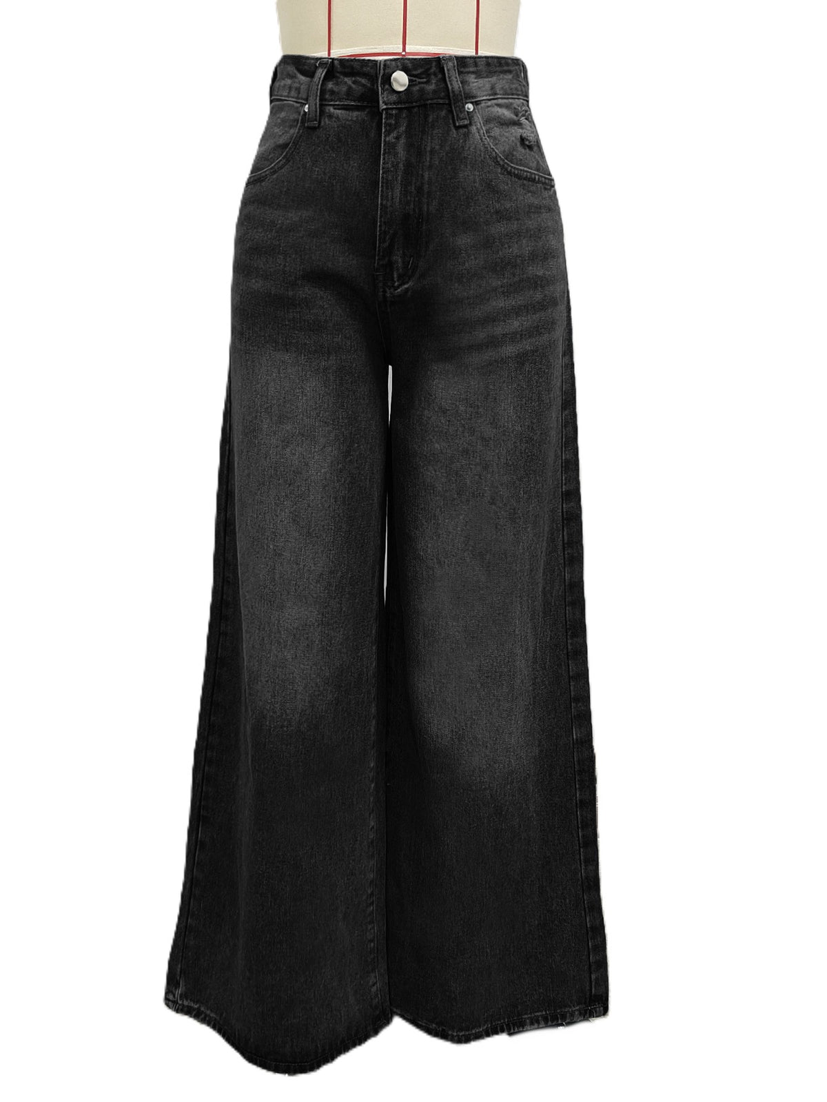 High Waist Baggy Wide Leg Jeans - Black