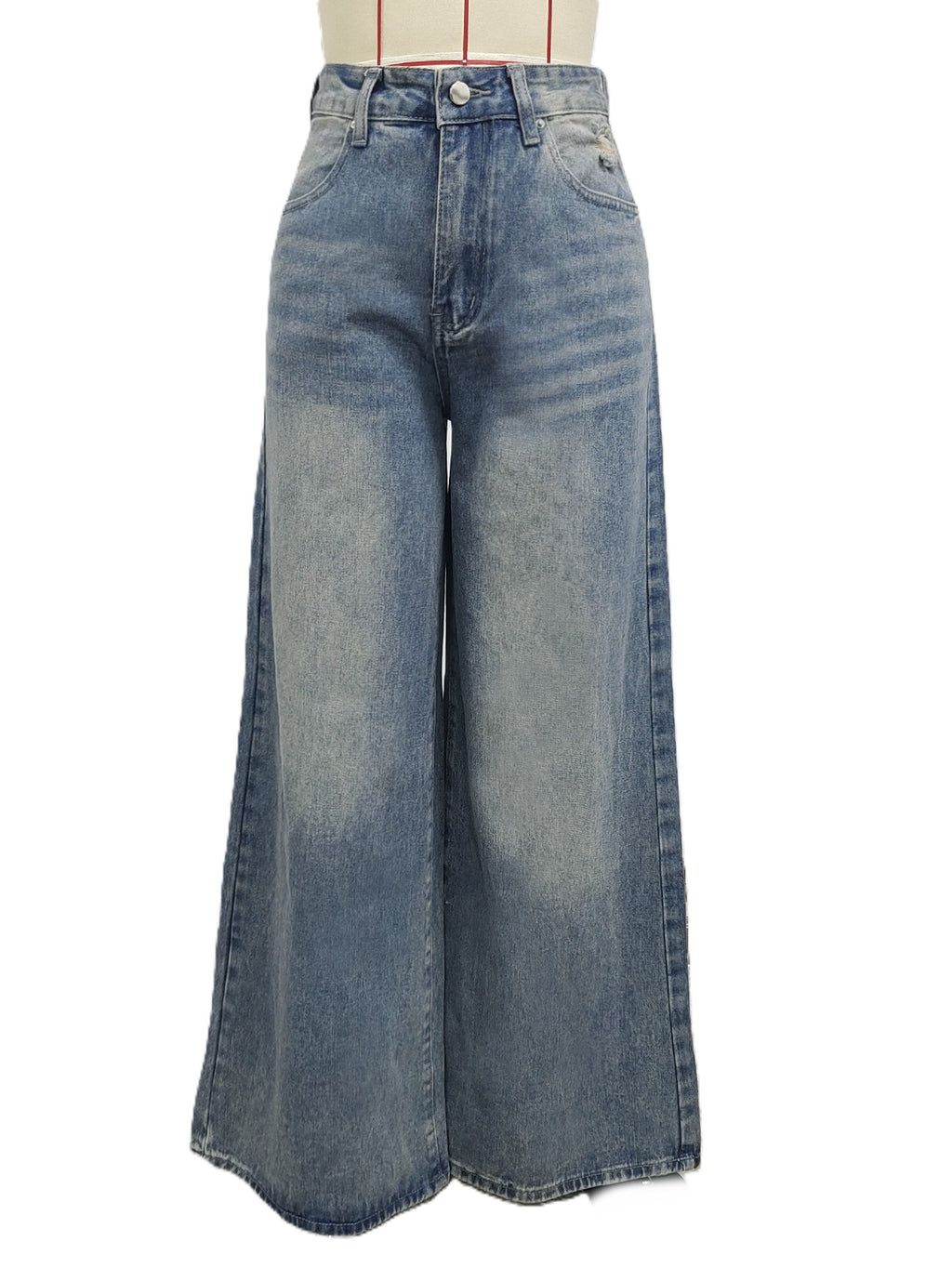 High Waist Baggy Wide Leg Jeans - Blue