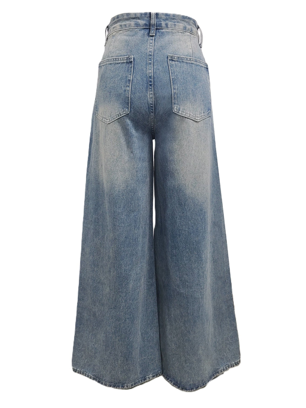 High Waist Baggy Wide Leg Jeans - Blue - 1