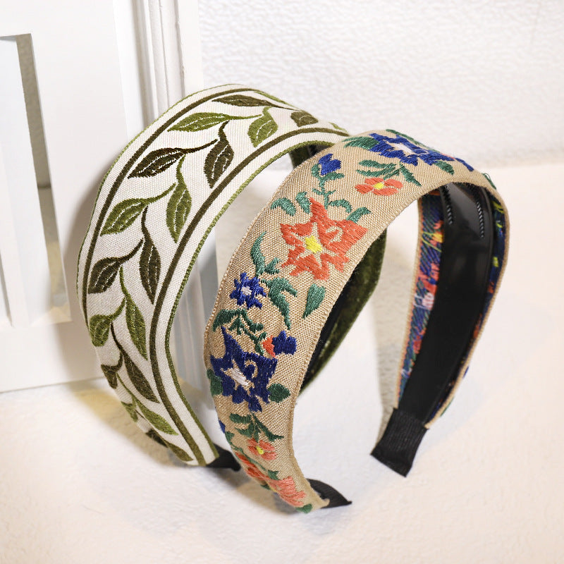 Embroidered Floral Wide Knot Headband - view 1