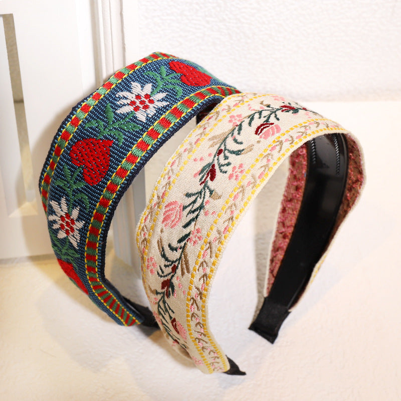 Embroidered Floral Wide Knot Headband - view 2