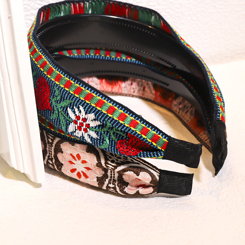 Embroidered Floral Wide Knot Headband - view 3
