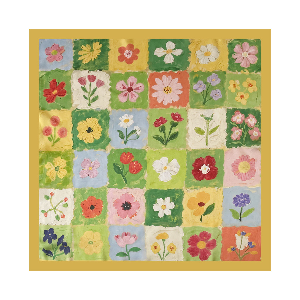 Art Patchwork Print Square Bandana Scarf - NO-3