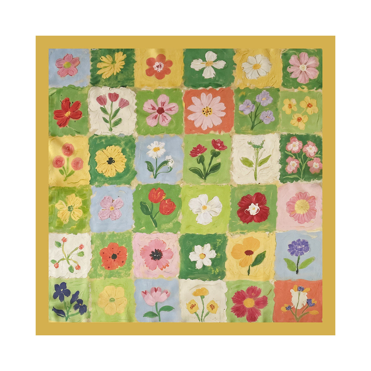 Art Patchwork Print Square Bandana Scarf - NO-3